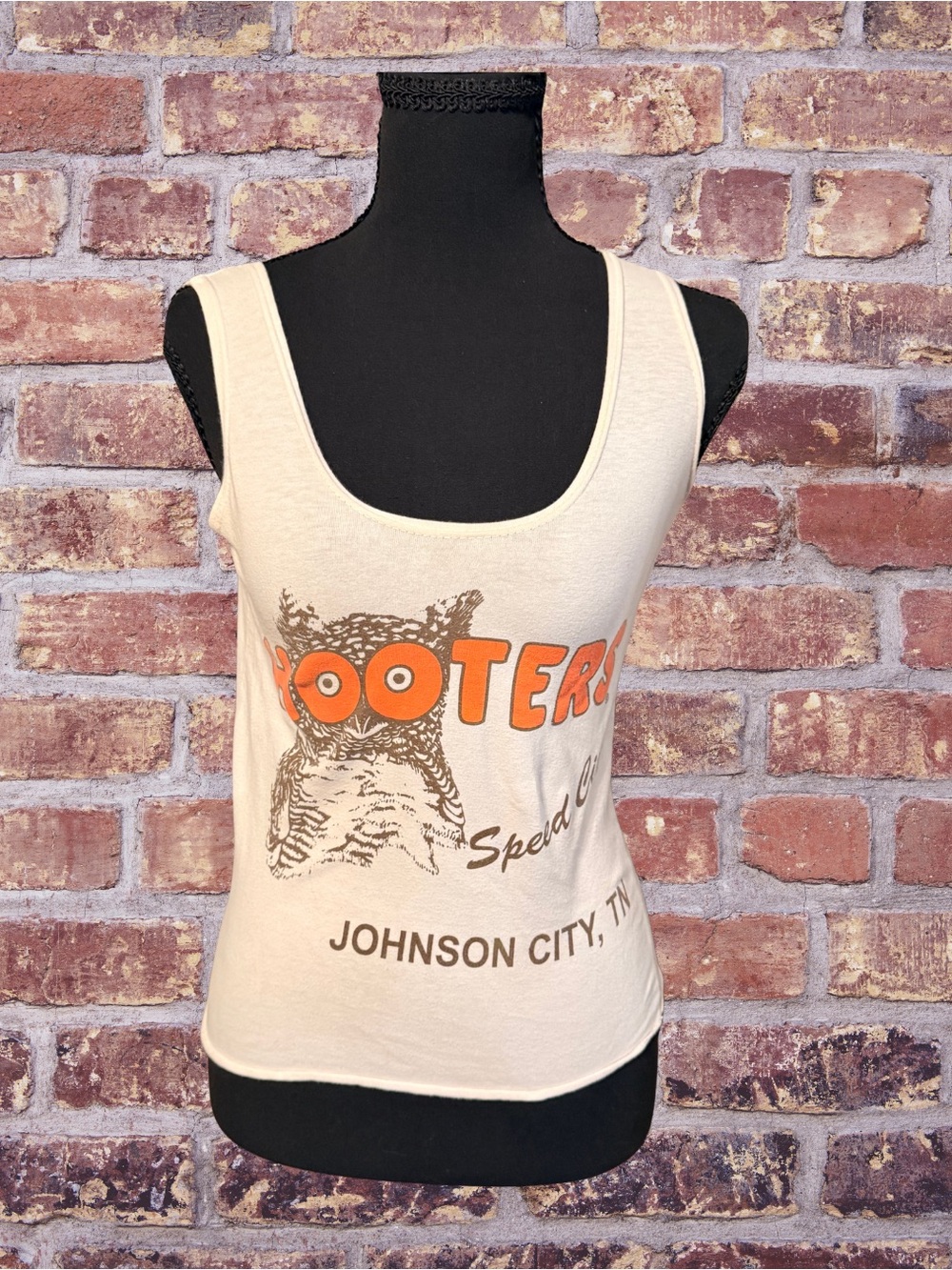 Hooters Cream Tank Top with Orange Logo
